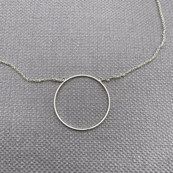 Lele Sadoughi Circle Necklace Silver Plated - Picture 2 of 3